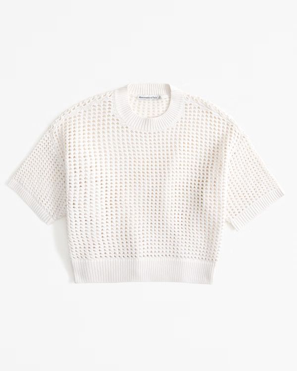 Women's Short-Sleeve Crochet-Style Tee | Women's New Arrivals | Abercrombie.com | Abercrombie & Fitch (US)