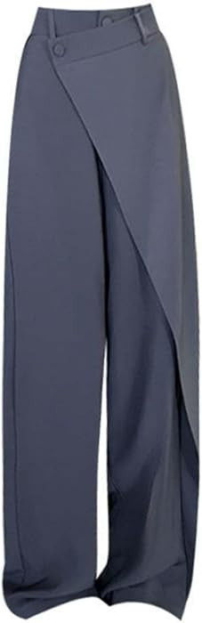 MLAFE High Waisted Loose Fit Business Casual Work Trousers Long Straight Suit Pants Women Asymmet... | Amazon (US)
