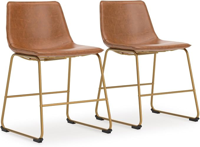 Signature Design by Ashley Lexadine Industrial Faux Leather Upholstered 30" Bar Height Dining Cha... | Amazon (US)