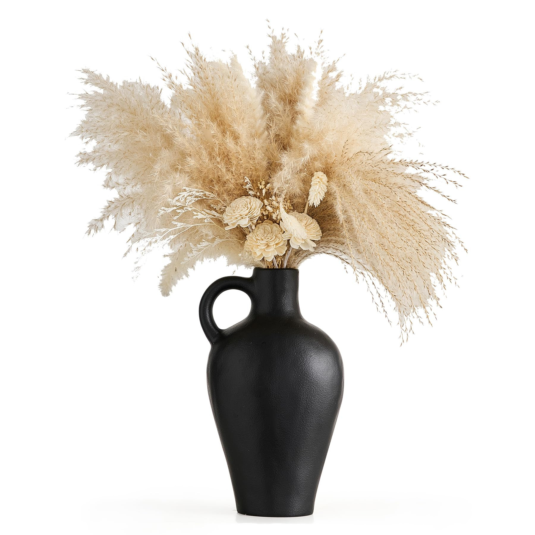 Ceramic Vase Black Home Decor Modern Table Centerpiece Vases, Black Pitcher with Handle, Minimali... | Amazon (US)