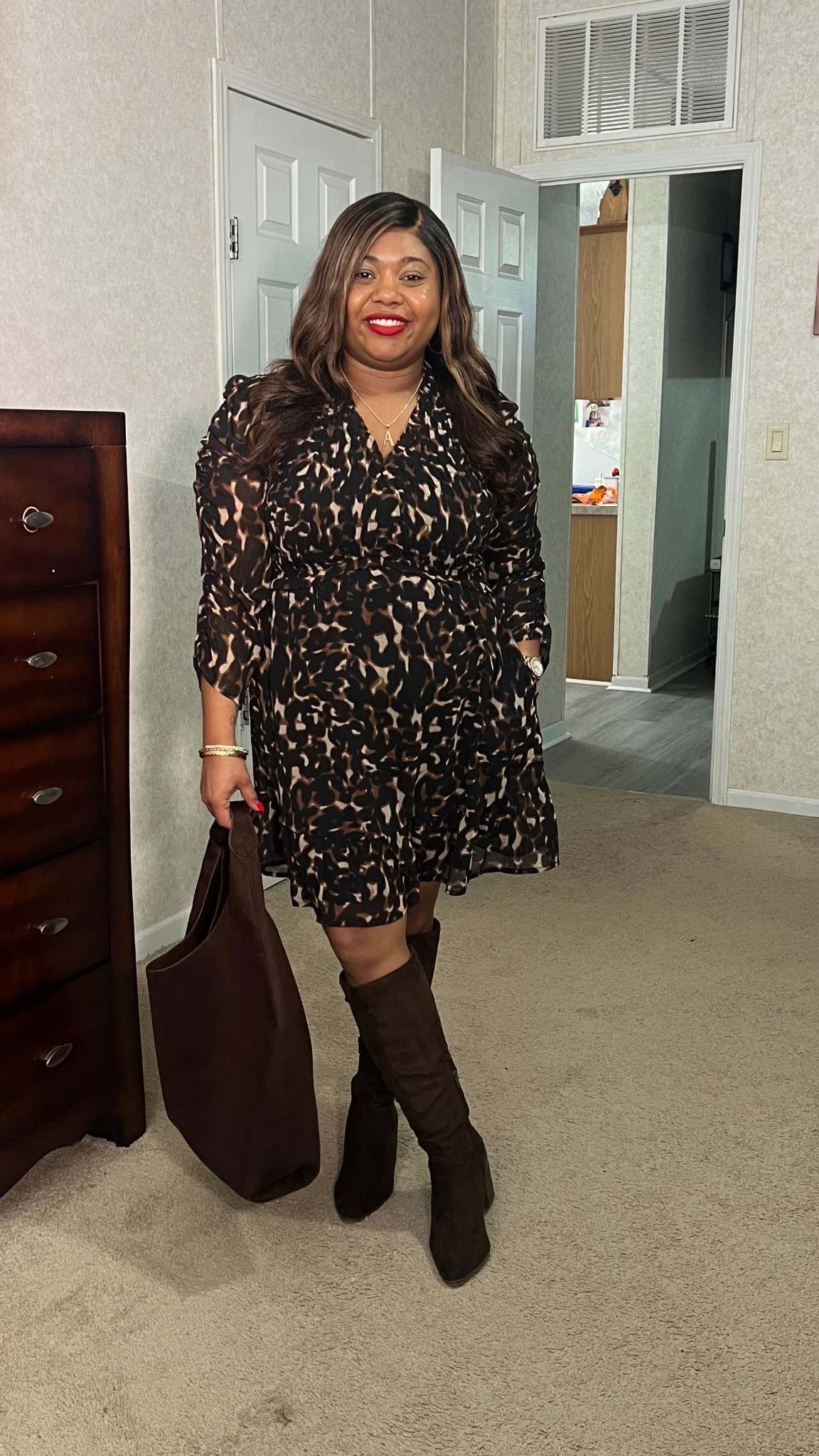 Beautiful Walmart dress old boots from last year and bag from gap wearing size large dresss

#LTKWorkwear #LTKFindsUnder50 #LTKMidsize