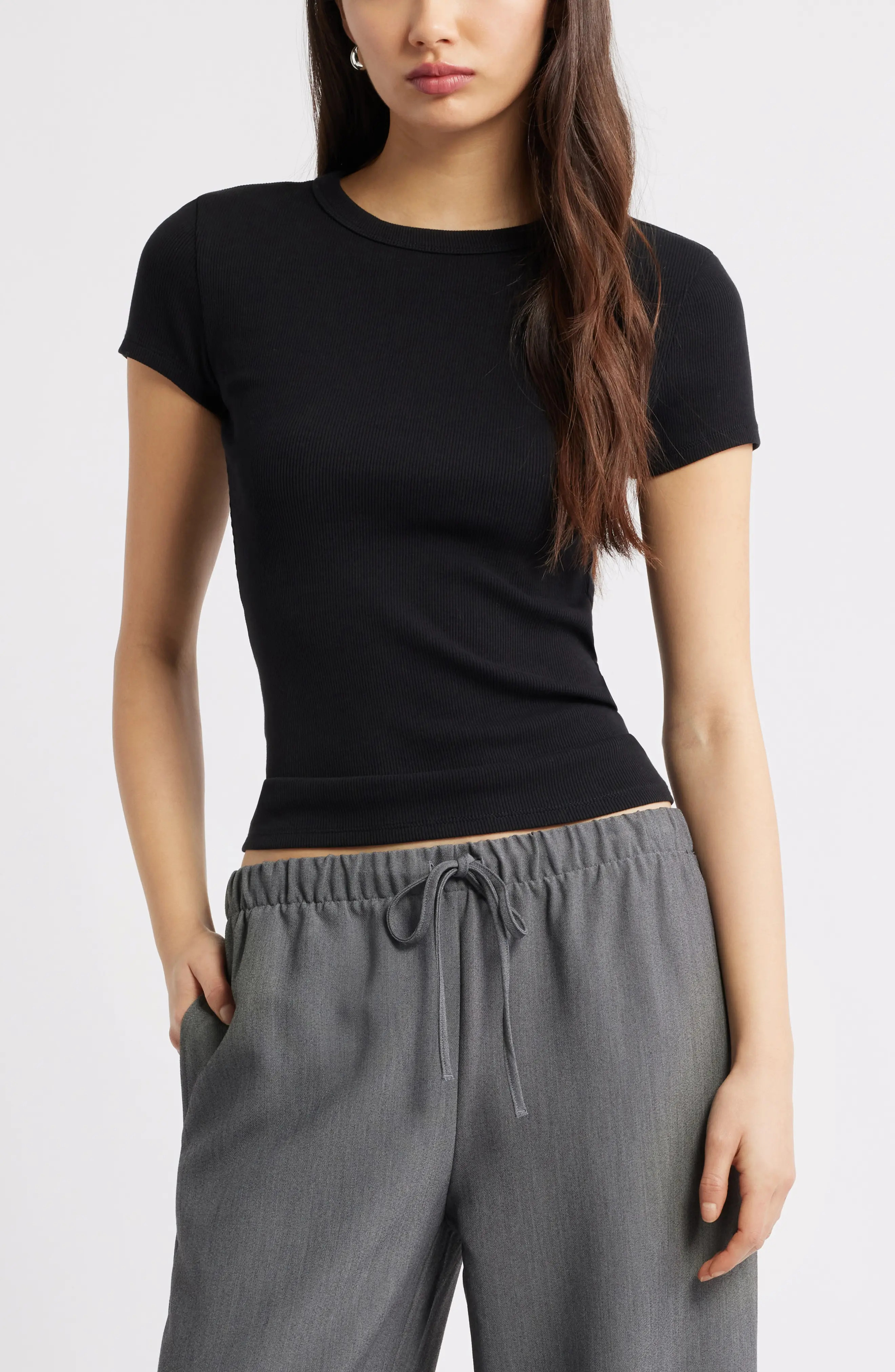 Rib Short Sleeve Shirt (Women) | Nordstrom | Nordstrom