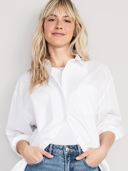 Oversized Button-Down Boyfriend Shirt | Old Navy (US)