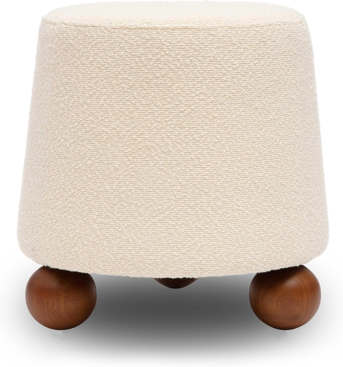 Tov Furniture Jaine Round Boucle Upholstered Stool (Cream) with Wooden Legs | Amazon (US)