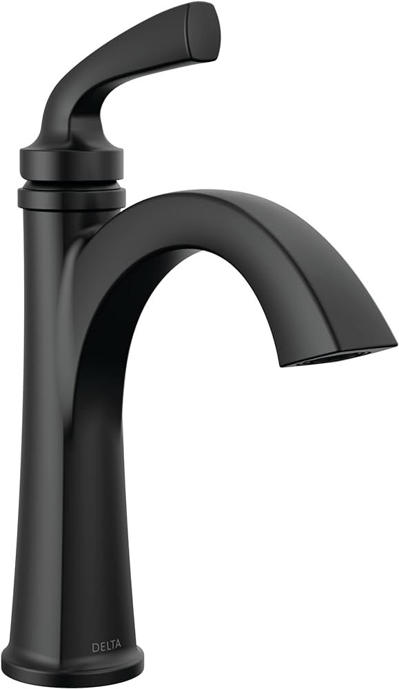 Delta Faucet Geist Matte Black Bathroom Faucet, Single Hole Bathroom Faucet Black, Black Bathroom... | Amazon (US)