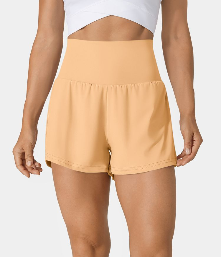 Women’s Super High Waisted Back Pocket & Side Hidden Pocket 2-in-1 Yoga Shorts 2.5" - Halara | HALARA