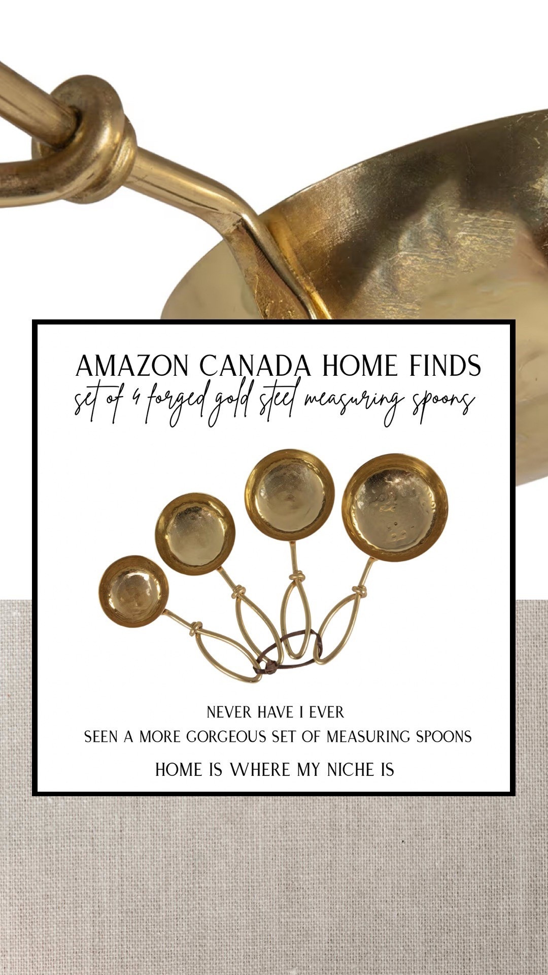 H O M E / never have I ever seen a more gorgeous set of measuring spoons. This forged gold steel set is stunning.

Amazon Canada | Home Decor | Kitchen | Baking | Cooking | Utensils

#LTKsale #LTKcanada #LTKhome