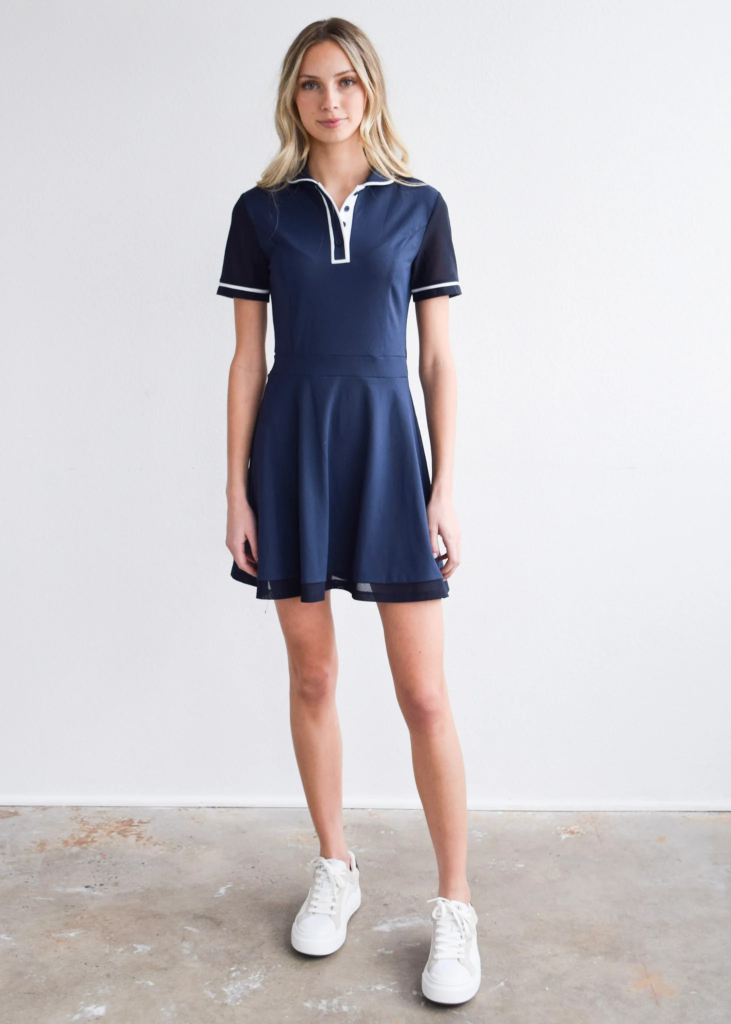 Never A Wallflower Club | Henley Button Dress - Navy | Never A Wallflower