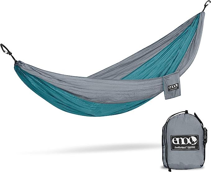 ENO, Eagles Nest Outfitters DoubleNest Lightweight Camping Hammock, 1 to 2 Person, Seafoam/Grey | Amazon (US)