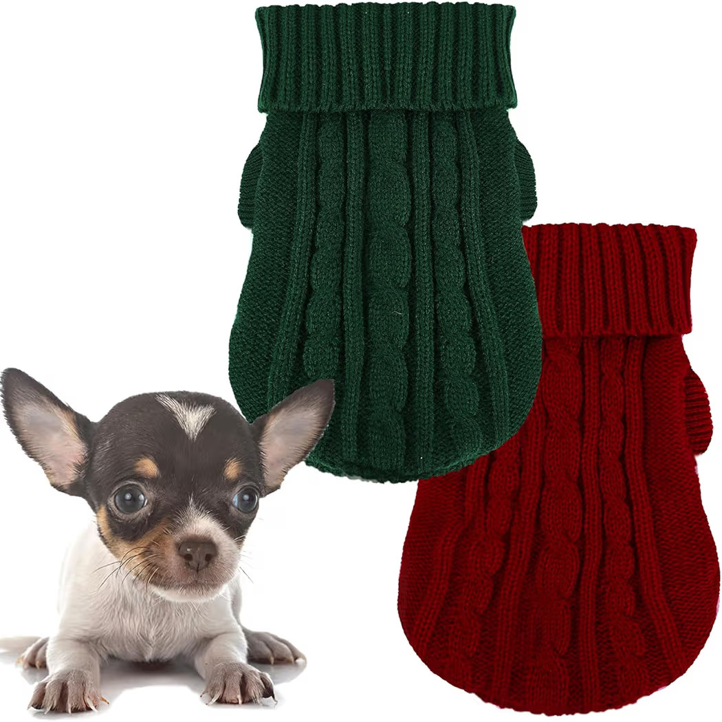 2 Pack Dog Sweaters for Small Dogs, Chihuahua Yorkie Sweater, Puppy Clothes Winter Warm Pullover ... | Amazon (US)