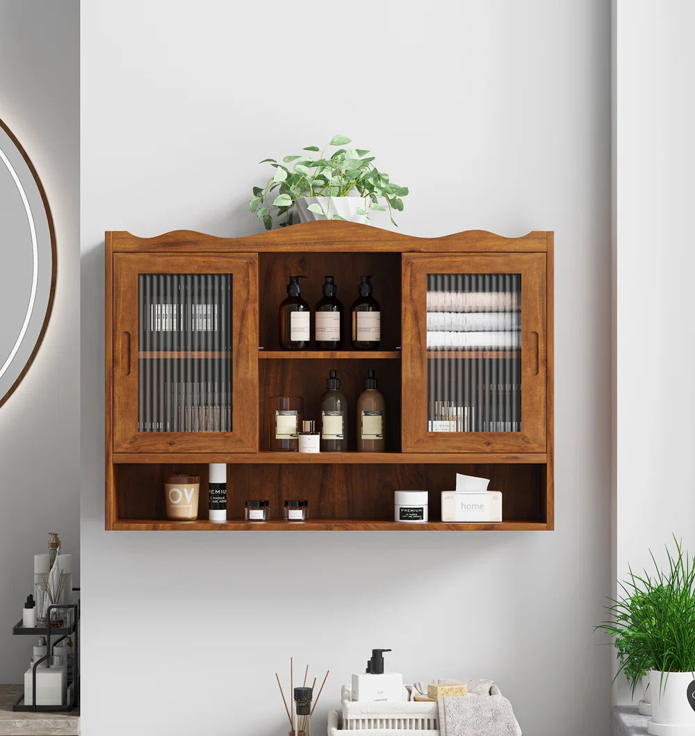 Retro 2 Door Sliding Cabinet with Three Layers of Storage, Perfect for Bathrooms, Kitchens, and D... | Wayfair North America