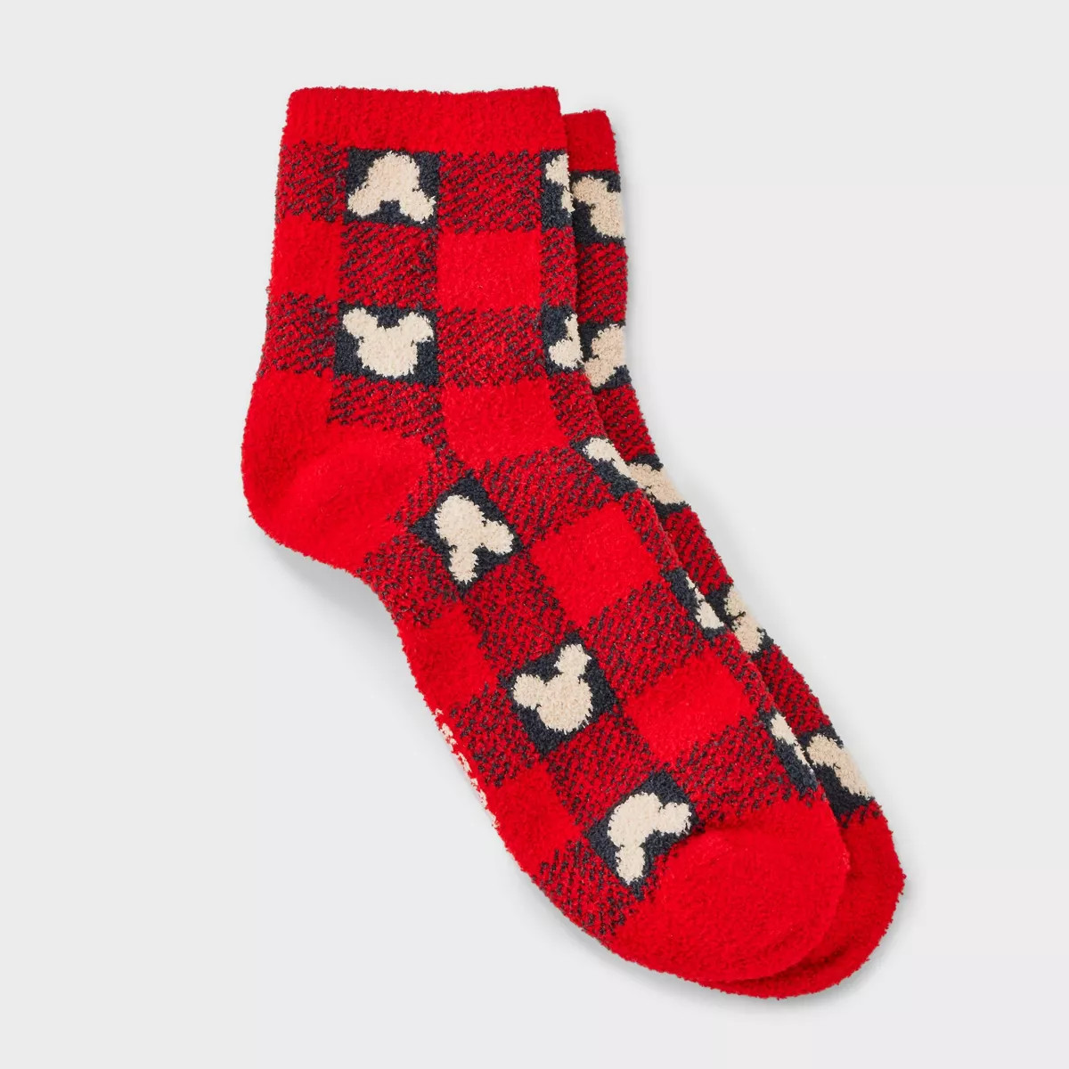 Women's Disney 100 Mickey Mouse Matching Family Cozy Mid Crew Socks - Red 4-10 | Target