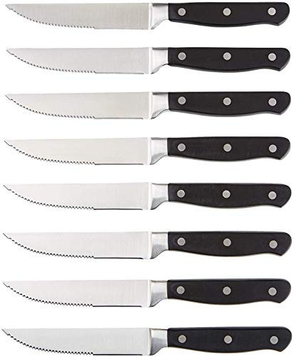 Amazon Basics 8-Piece Kitchen Steak Knife Set, 4.5", Black | Amazon (US)
