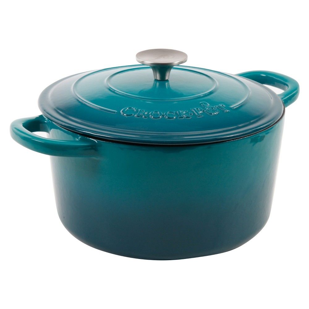 Crock Pot Artisan 5Qt Enamel Cast Iron Dutch Oven Gradient Teal | Target