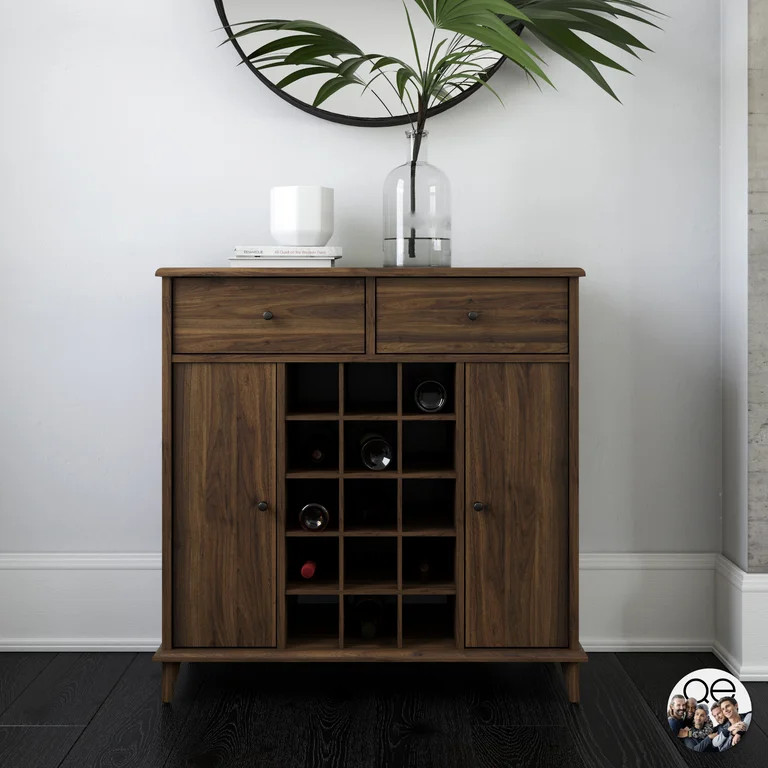 Queer Eye Farnsworth Mid-Century Bar Cabinet, Walnut | Walmart (US)