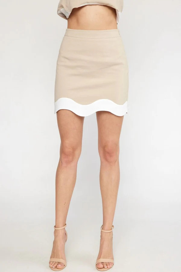 OTIS MINI SKIRT IN TAN | Indigeaux Denim Bar & Boutique