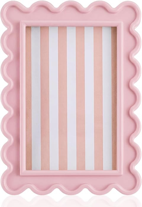 AceOrbit 4x6 Inches Light Pink Flower Wavy Scalloped Picture Frame Cute | Amazon (US)