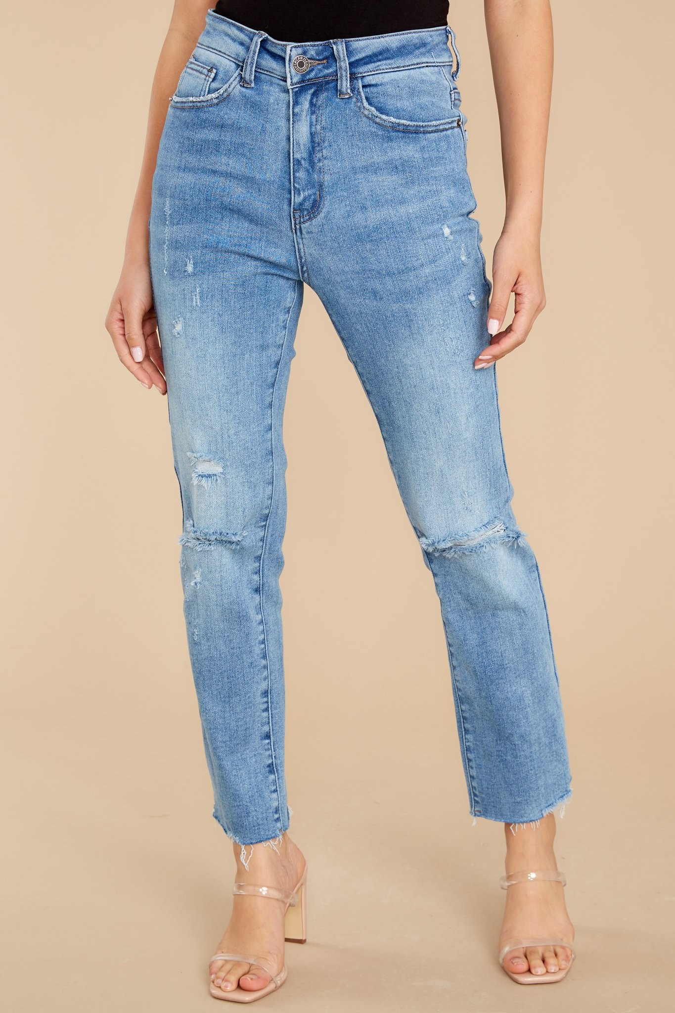 Too Busy Slaying Light Wash Straight Jeans | Red Dress 