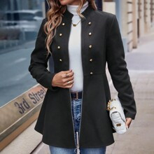 Solid Double Breasted Overcoat | SHEIN