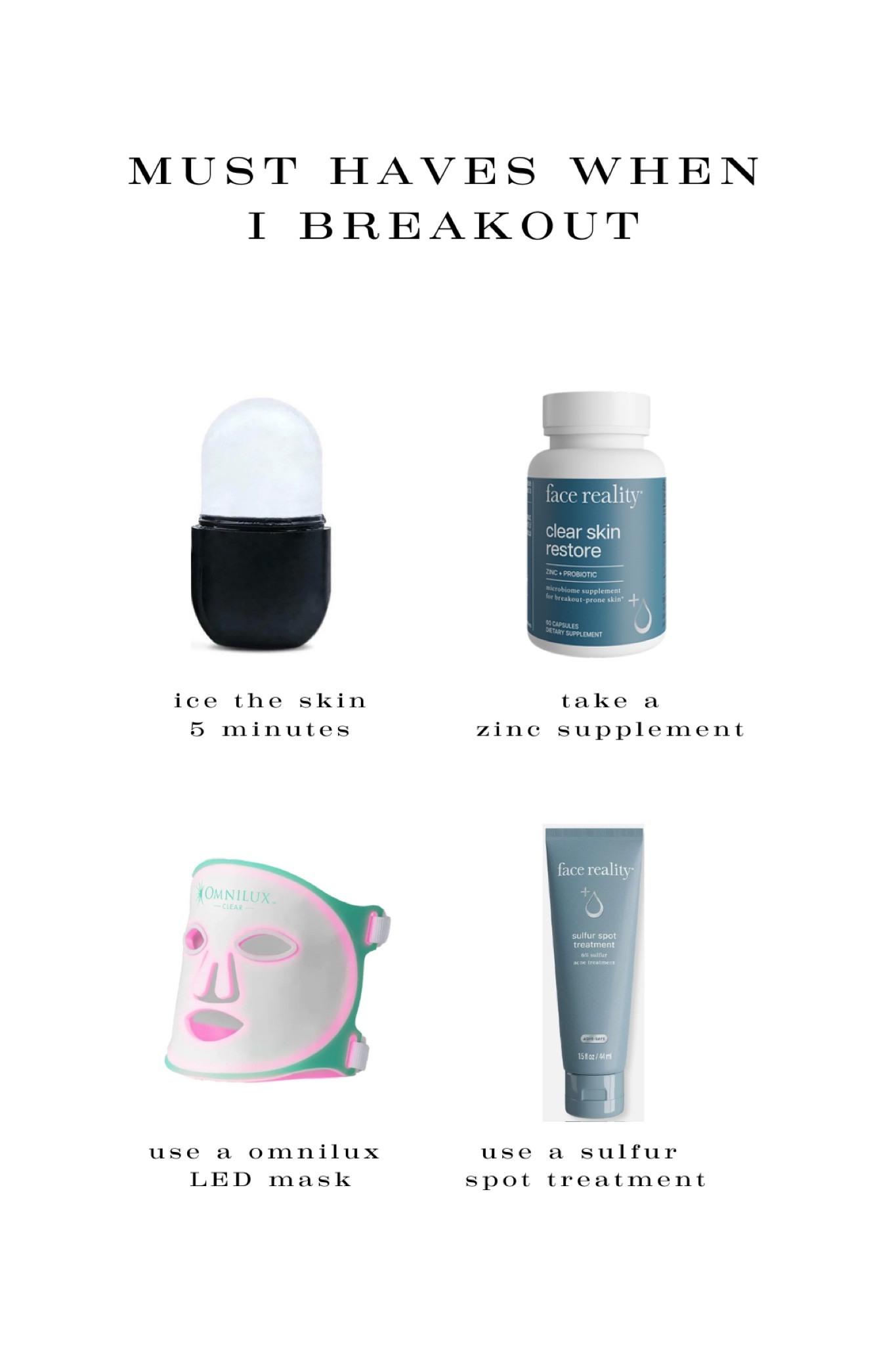 Must haves when I breakout 💙 
Face reality can be bought directly off their site 🌟

#LTKBeauty #LTKFindsUnder50 #LTKFindsUnder100