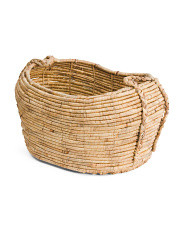 Chunky Bound Water Hyacinth Basket With Handles | TJ Maxx