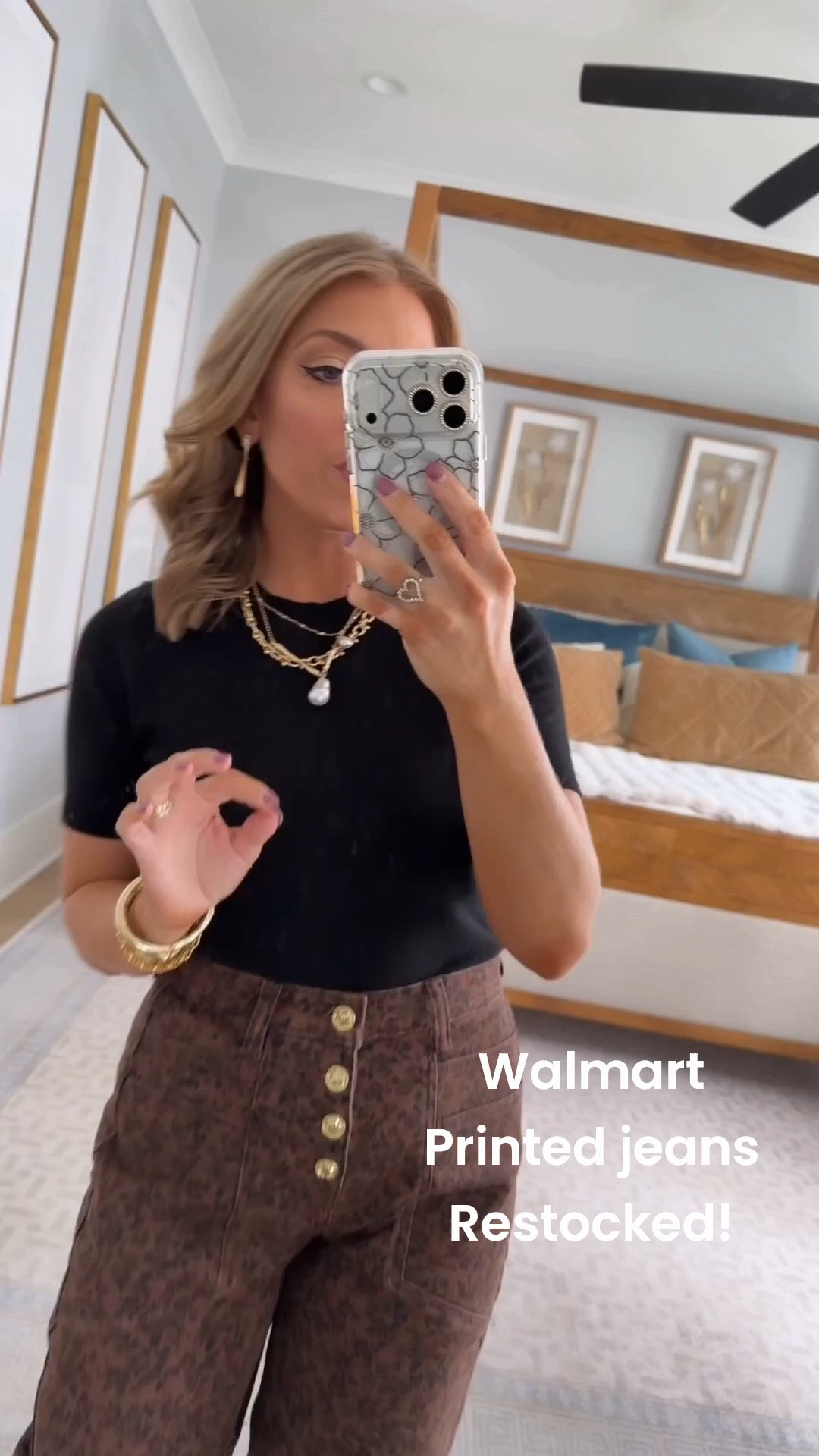 Another Walmart new arrival outfit that looks SO much more expensive than it is! 🤎 These brown printed pants are such a fun statement piece, especially with the gold button detail. I kept the rest simple with a classic black short sleeve top and brown shoes for an easy, polished outfit you can wear now and continue styling as the weather cools down.

#WalmartFashion #WalmartFinds #WalmartNewArrivals #WalmartStyle #WalmartOutfit #AffordableFashion #BrownOutfit #PrintedPants #FallOutfitIdeas #EverydayStyle #AffordableStyle #WomensFashion

#LTKootd #LTKPetite