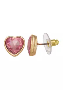 Napier Gold Tone Heart Stud Earrings | Belk