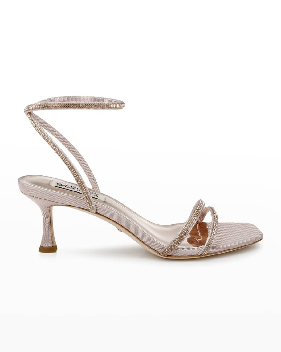 Badgley Mischka Ultra Metallic Ankle-Grip Sandals | Neiman Marcus