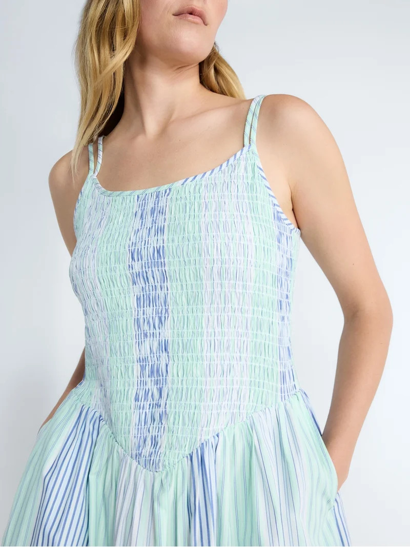 Free Assembly Women's Sleeveless Smocked Cotton Mini Dress, Sizes XS-XXL | Walmart (US)
