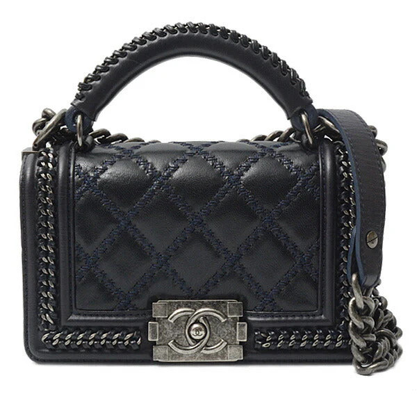 Chanel Leather Boy Handle Chain Shoulder Bag | Shop Simon