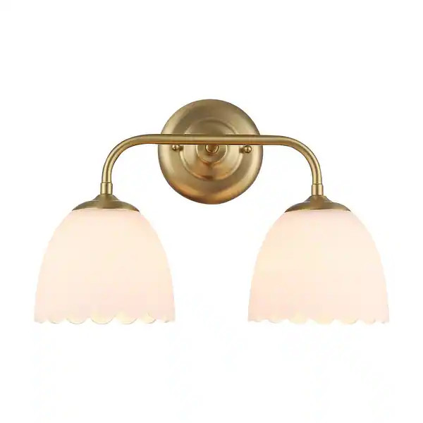 Dorinda 2-Light Vanity Light in Brushed Champagne Bronze with Opal Glass - Bed Bath & Beyond - 42... | Bed Bath & Beyond