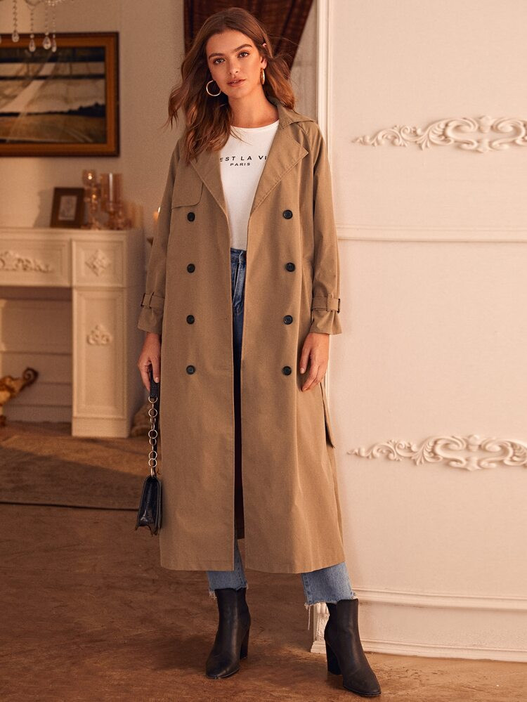 Double Breasted Belted Trench Coat | SHEIN