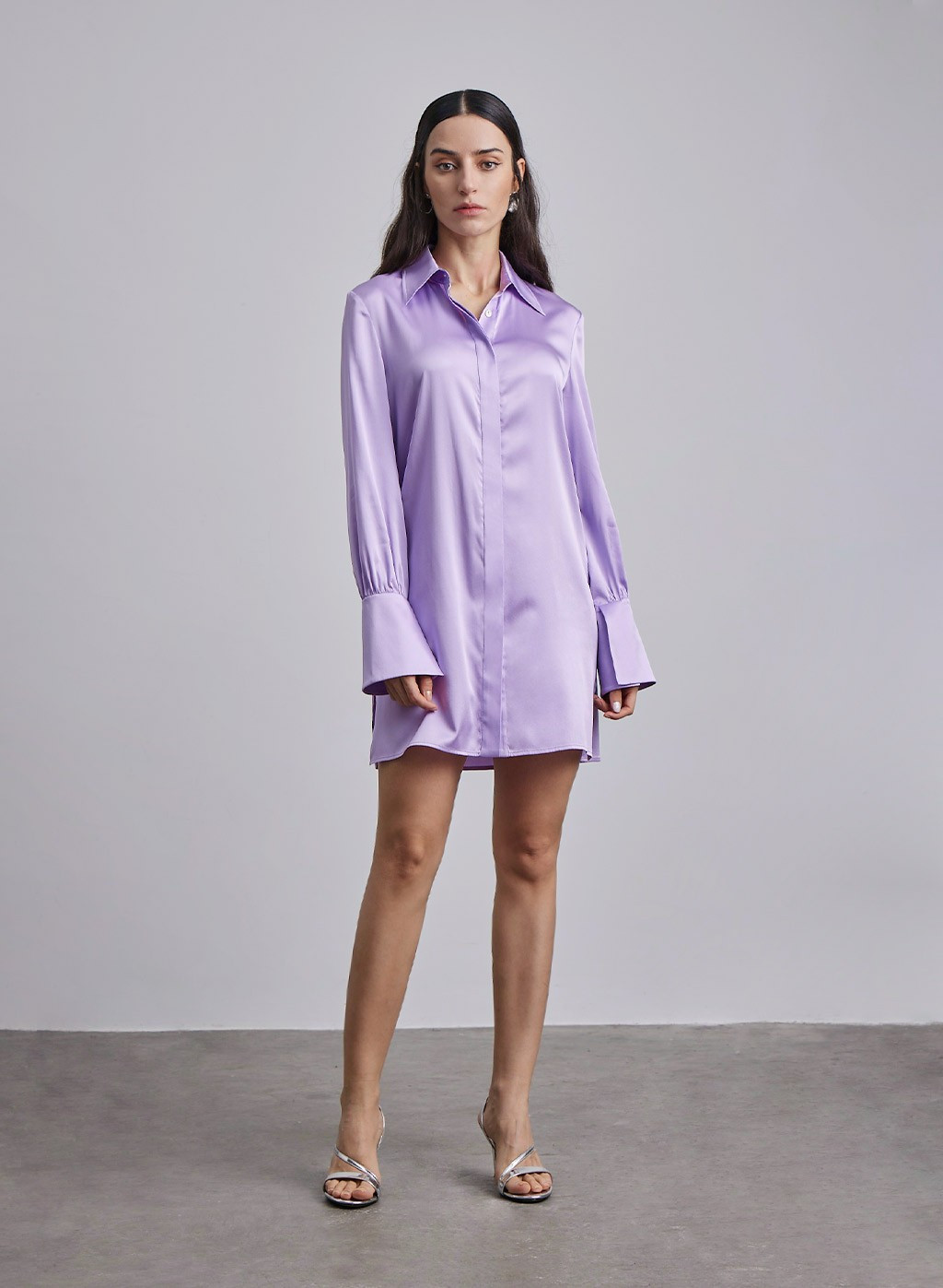 Trumpet Cuffs Silk Oversized Blouse | Silk Maison