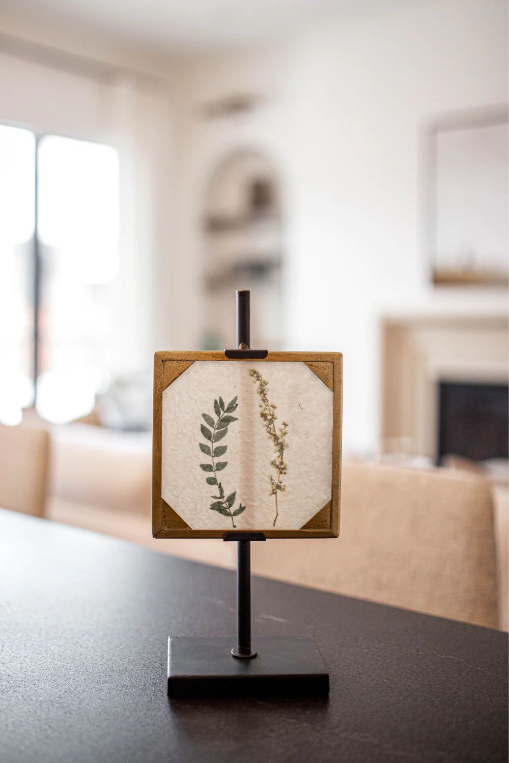 Easel Stand Adjustable with Gold  framed Pressed Flower | Luxe B Co