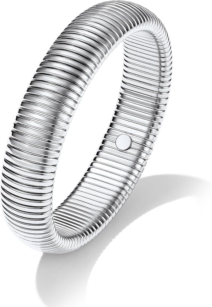 GoldChic Jewelry Stainless Steel Stretch Link Chain Bracelet for Women, Flexible Wide Gold Wristb... | Amazon (US)