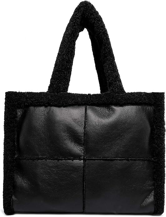 Like Dreams Large Sherpa Tote Bag, Inner Pocket Vegan Leather, Large Tote Hand bags for Women, Fa... | Amazon (US)