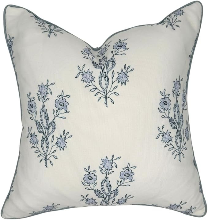 Throw Pillow for Outdoors Mary Off-White Periwinkle Floral Pillow Cover Grandmillennial Pillow Co... | Amazon (US)