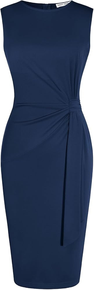 GRACE KARIN Women Work Dress,Bodycon Pencil Business Dresses,Sleeveless Cocktail Dresses Knee Len... | Amazon (US)