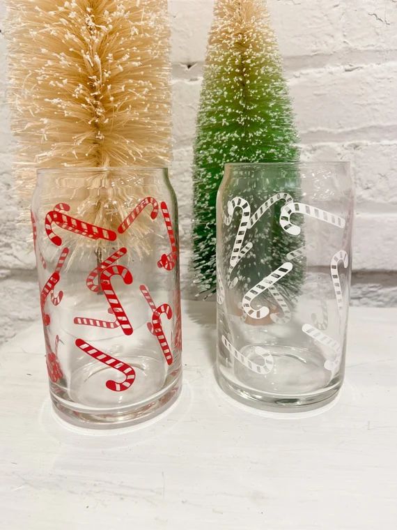 Christmas Beer Can Glass| Candy Cane Cup| Christmas Gift| Glass Cup | Etsy (US)