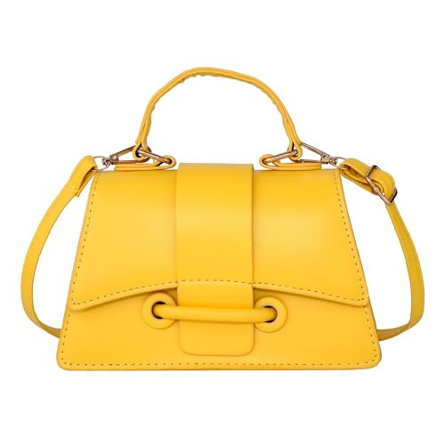 Ayliss Yellow Small Crossbody Handbag Women's Purse Clutch Cute Trendy Bag Top Handle PU Leather Shoulder Bag (Yellow #2-1) | Amazon (US)