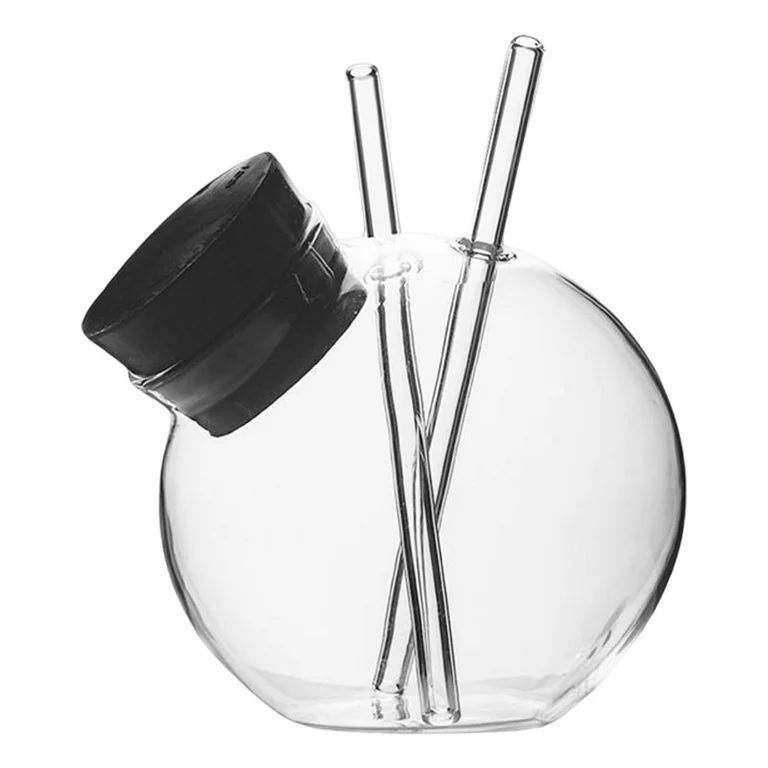 Cocktail Glass Clear with Dual Straw Reusable for Bar Beer Beverage Tumbler | Walmart (US)