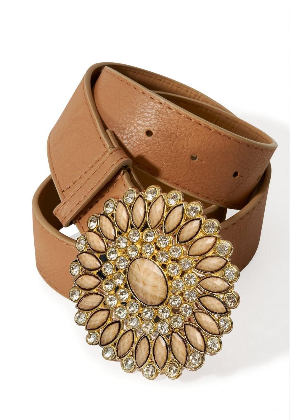 Natural Embellished Buckle Belt | Boston Proper