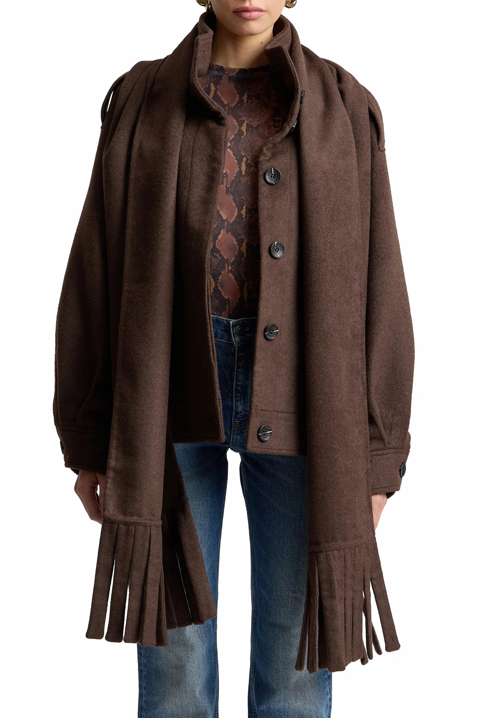 Oversized Coat with Detachable Scarf (Women) | Nordstrom | Nordstrom