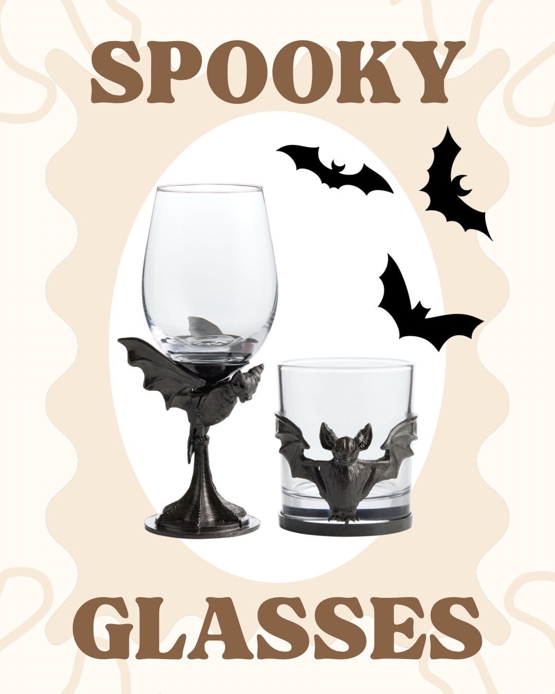 How cute are these bat themed glassware pieces! I’m obsessed with fun drinkware and these are perfect for your next Halloween party or just a fun way to dress up your Halloween bars and bar carts! 

Seasonal bar decor | Halloween drinkware | Halloween bar cart | Halloween party decor | Halloween drinkware | spooky season 

#barcart #glassware #drinks #halloween