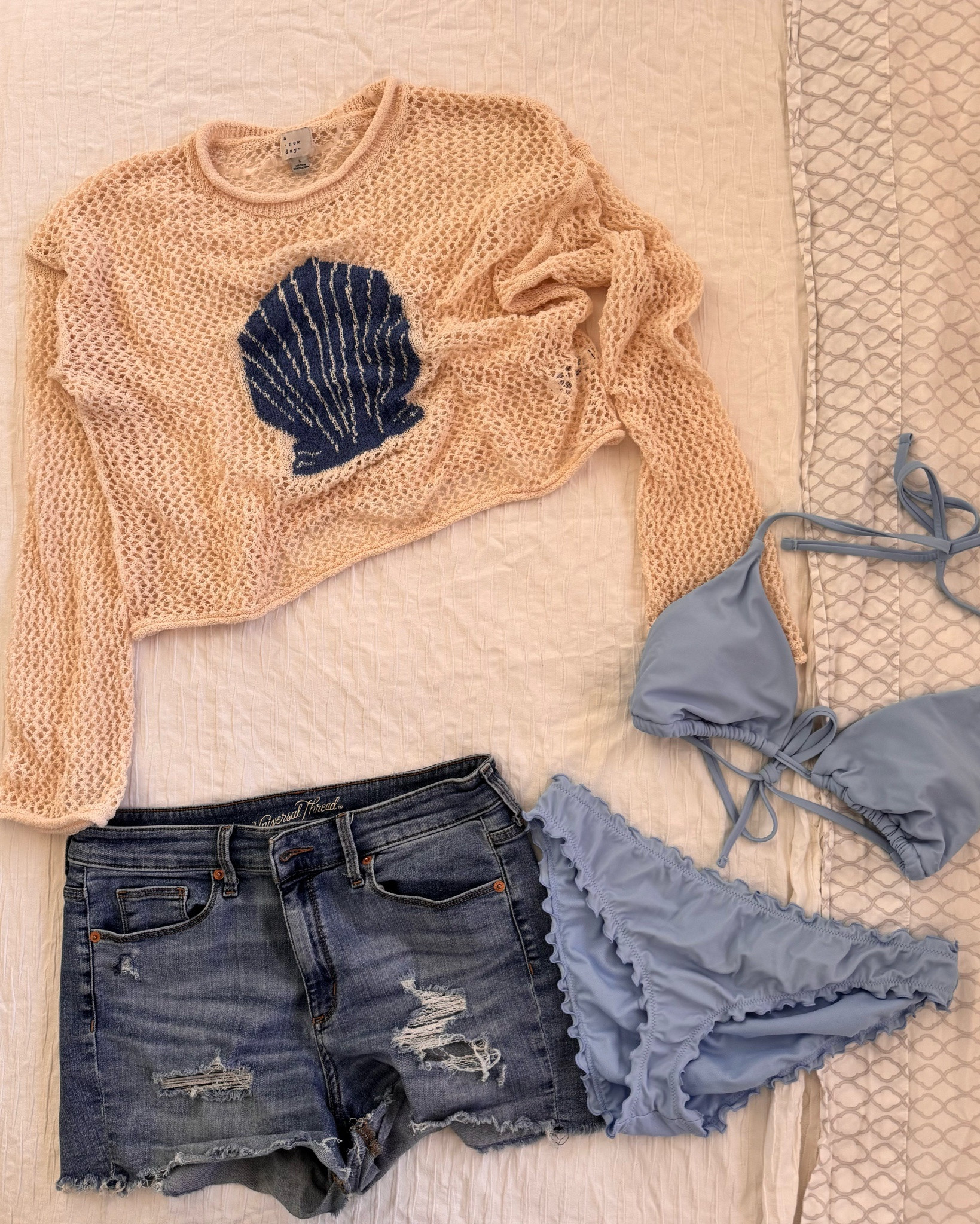 Seashell cover-up ✔️ Denim shorts ✔️ Pastel blue ruffle bikini ✔️

Summer has officially arrived, and Target understood the assignment. ☀️🩵🏖️ This dreamy beach-to-boardwalk look is giving effortless coastal vibes while keeping it cute and affordable.

Run to Target and grab your summer favorites before they’re gone! ✨ #TargetStyle #SummerOutfit #BeachDayReady #TargetFinds #LTKStyle #SummerFashion

#LTKSwim #LTKMidsize #LTKOver40