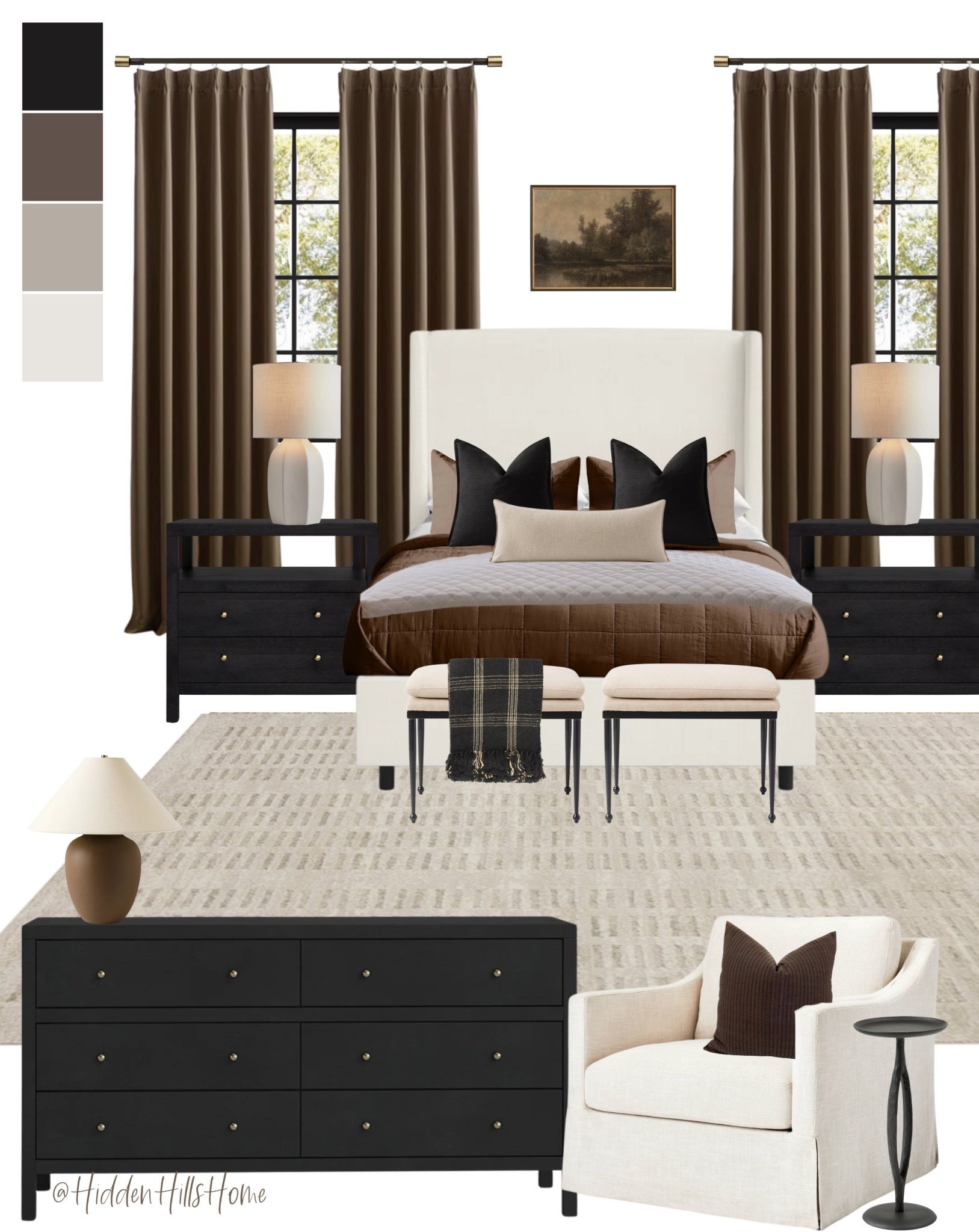 Moody bedroom decor mood board, master bedroom design, home decor ideas, bedroom inspiration with dark and moody tones, bedding, nightstands #bedroom

#LTKHome #LTKSaleAlert #LTKSeasonal