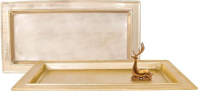 Decorative Gold Trays by Objet D’Art, Juliet Beaufort Rectangular Bar Tray for Living Room, Ott... | Amazon (US)