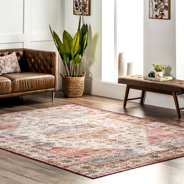 Multi Joyce Medallion Washable Area Rug | Rugs USA