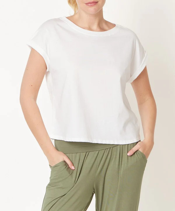 COTTON JERSEY FABINA CROP | WHITE / S | Casual Chic Boutique