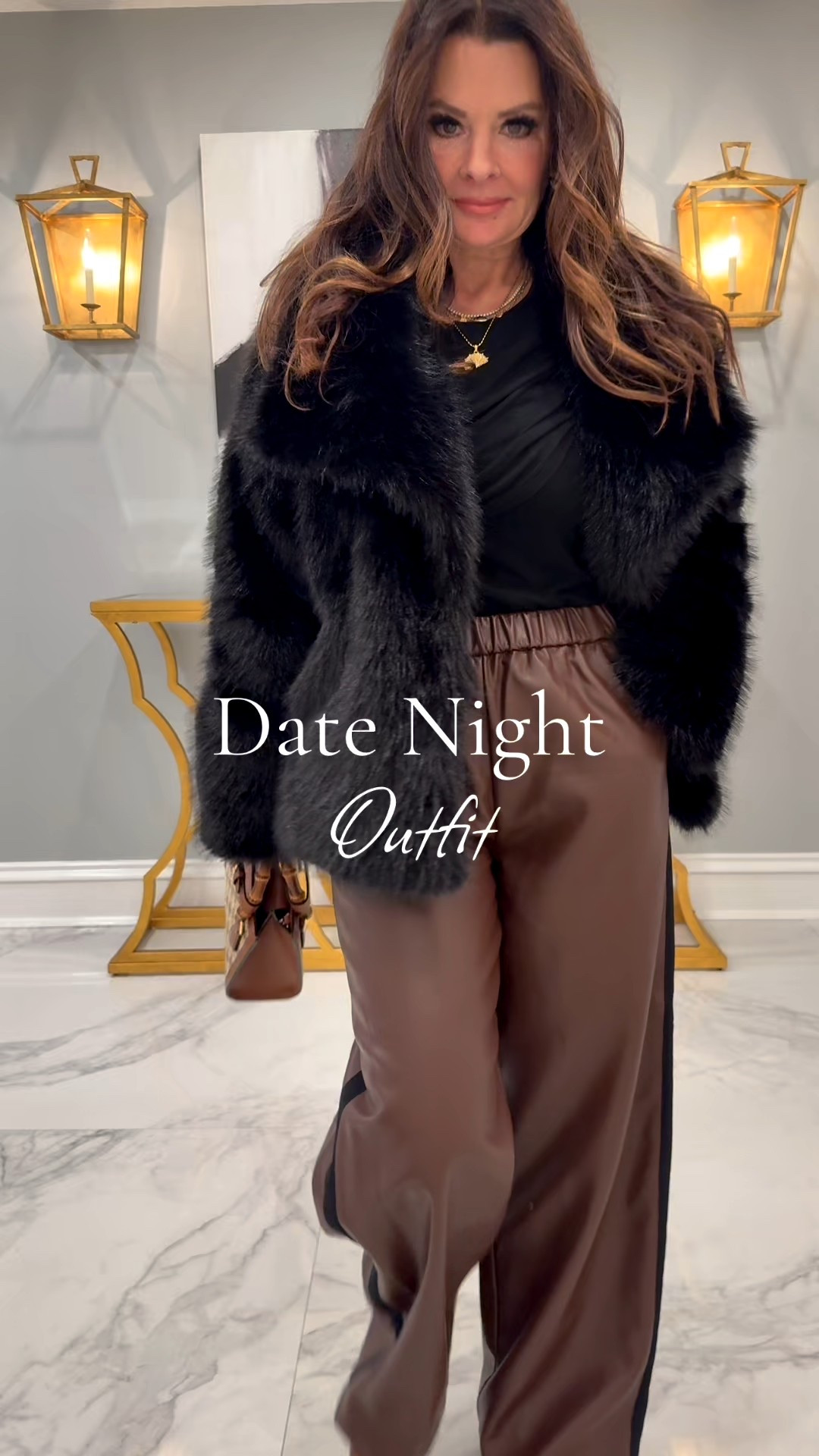 Comfortable/cute date night look. These fur cuffs are my favorite Christmas purchase!!!  Gifted to many!!!! XS petite size 